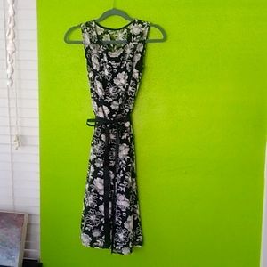Lacy black and white dress with satin tie